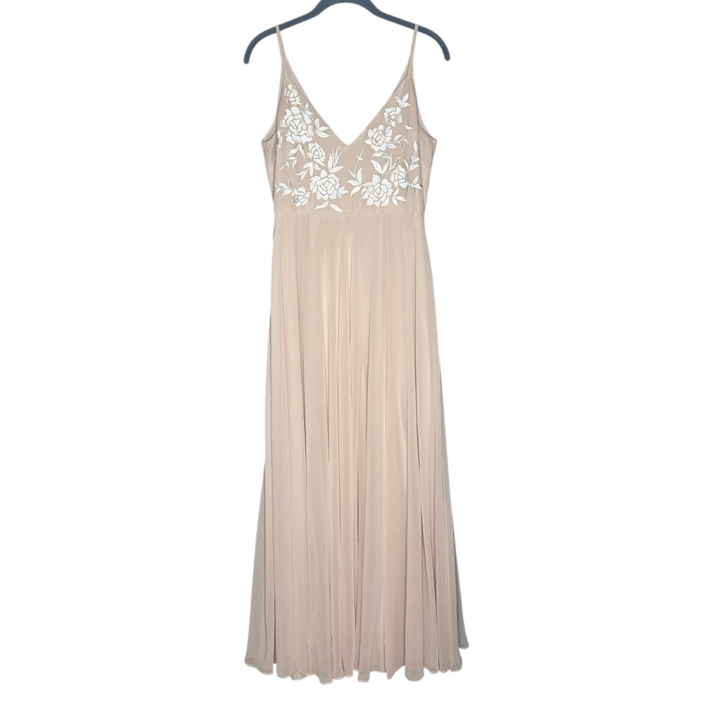 BHLDN sadia maxi dress pale pink floral embroidered women’s size 4 Anthropologie - Picture 3 of 7